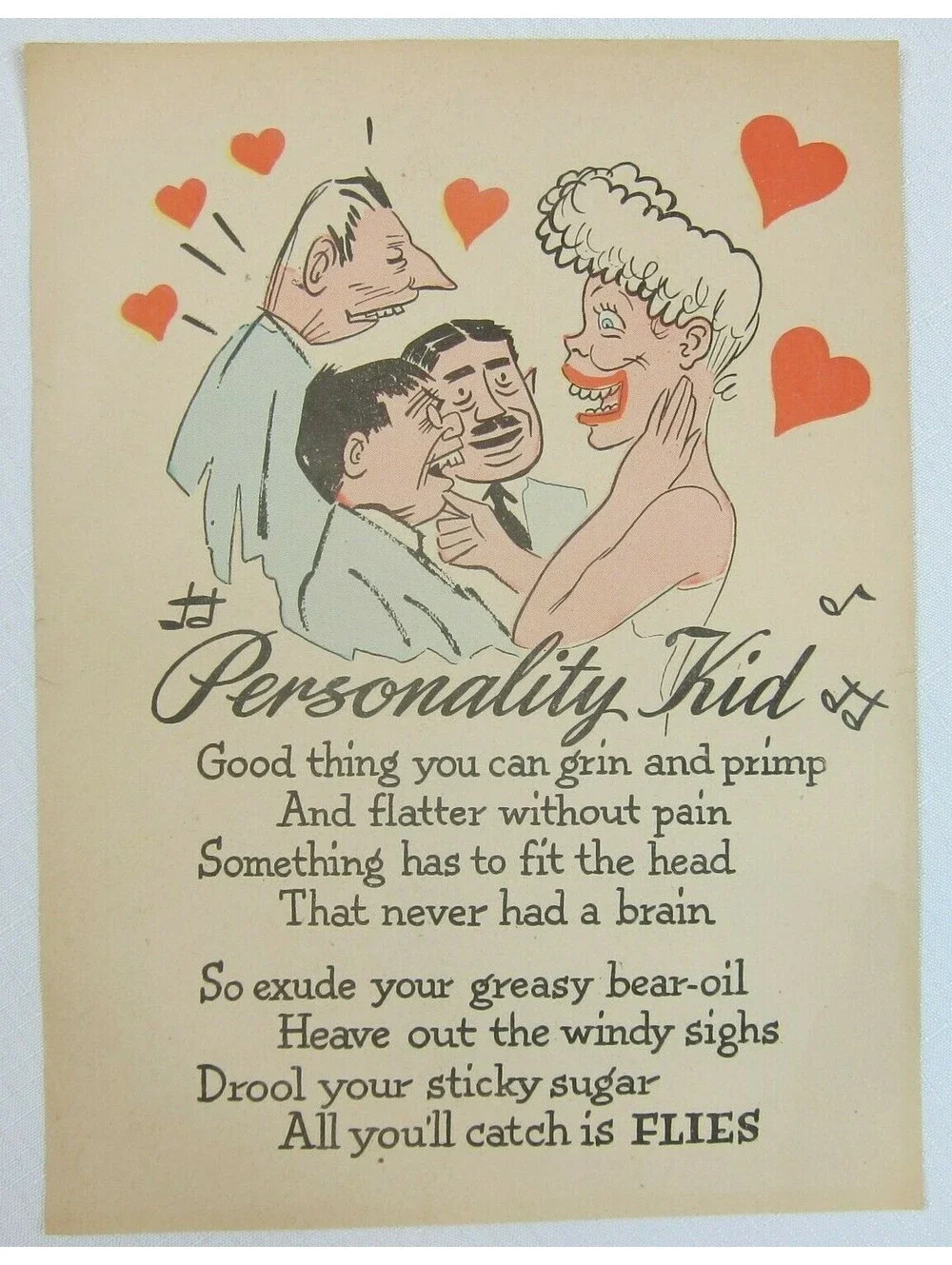Vintage Vinegar Valentine Personality Kid Penny Dreadful Sarcasm Insult Ephemera